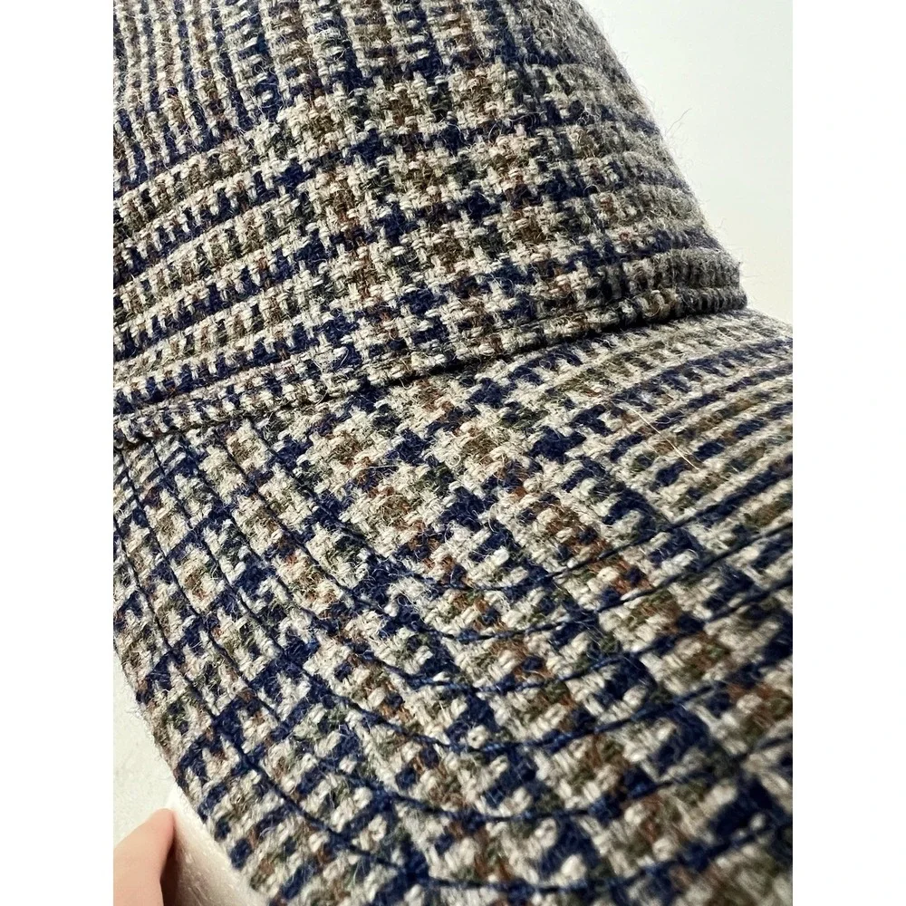 NEW Madewell Plaid TWEED knit Baseball Cap Wool Blend Brown Ralph Lauren Style